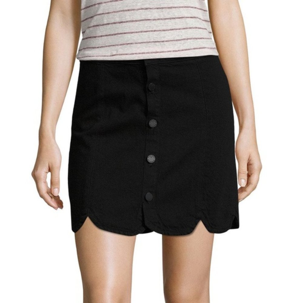 Paige Scallop Black Denim Skirt